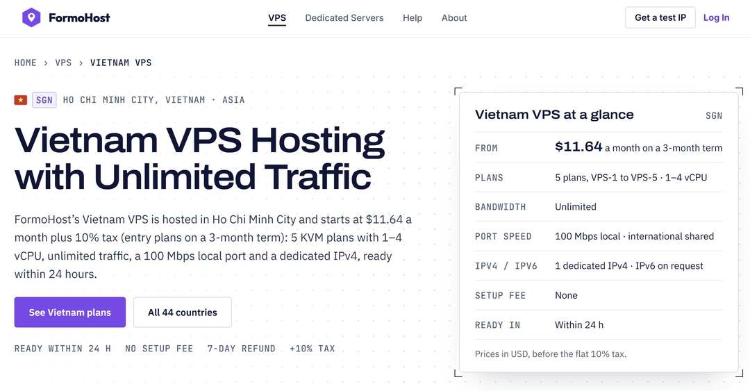 FormoHost：越南VPS测评-纯净原生IP-适合东南亚跨境业务