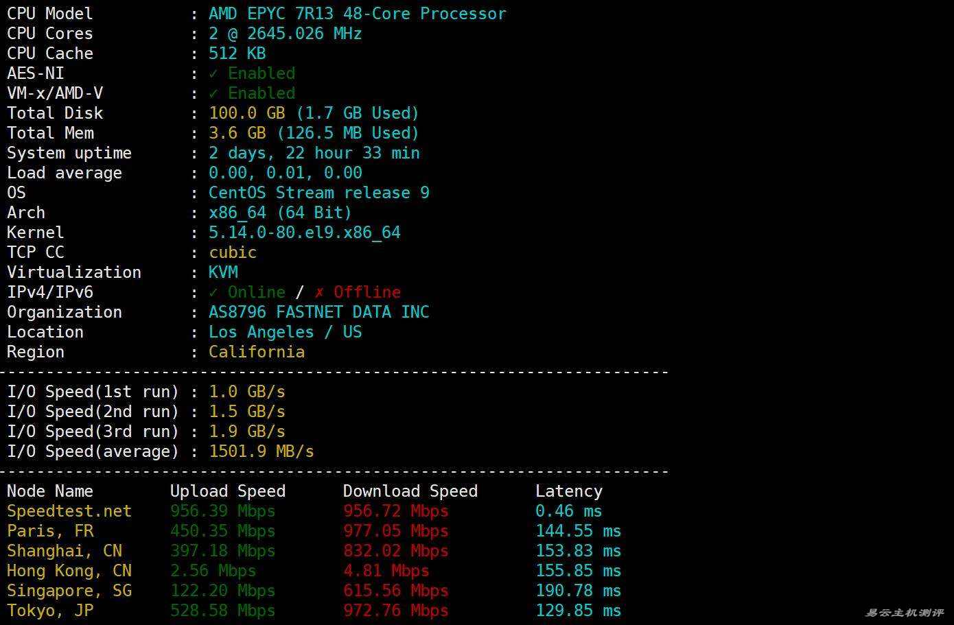 电芒云美国VPS网络测试-本地下载速度