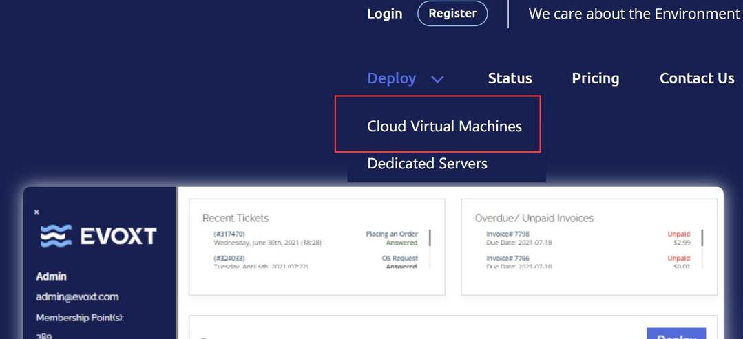 Evoxt加拿大VPS购买教程-产品入口