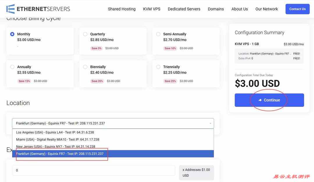 EthernetServers德国VPS购买教程-配置选择