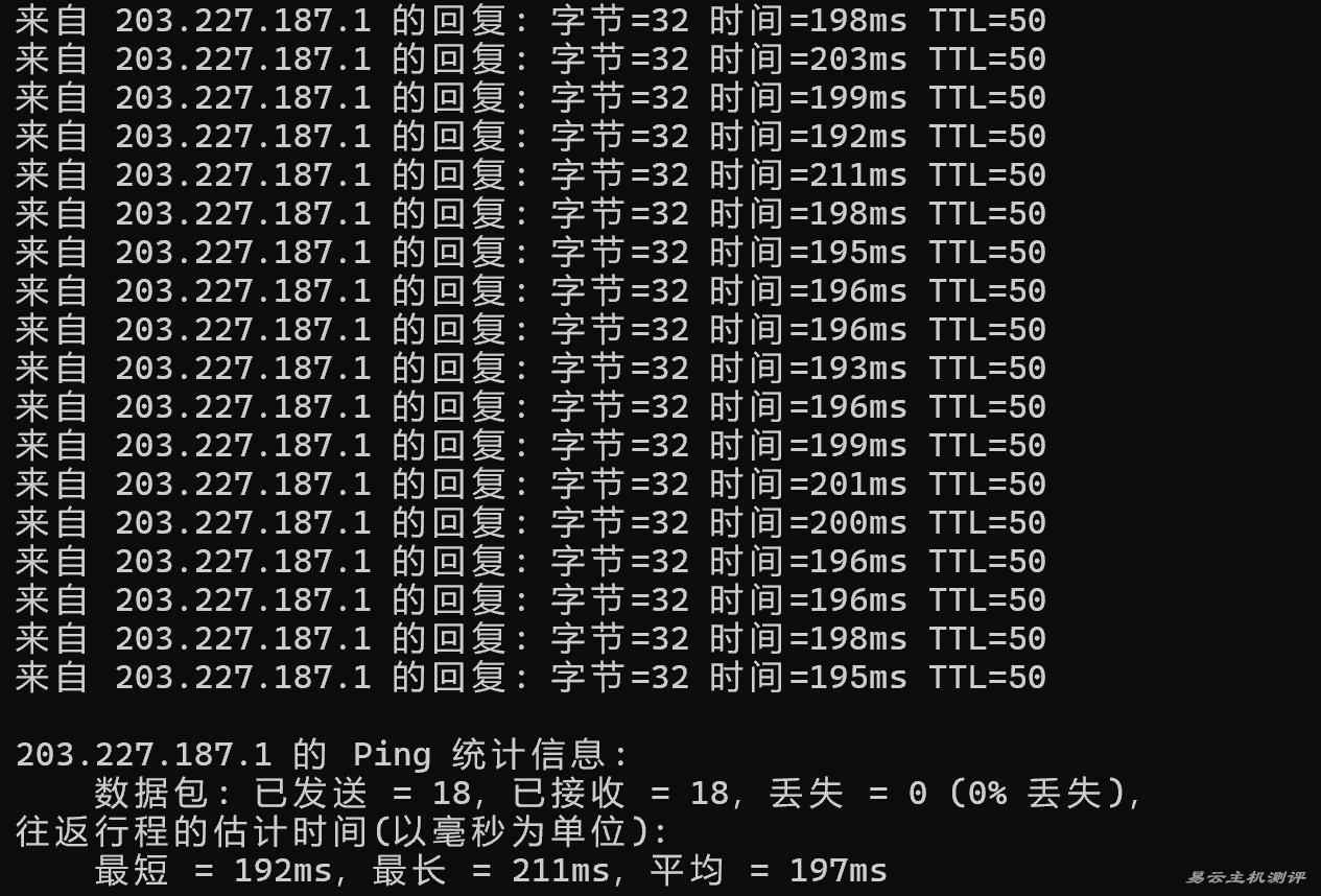 荫云韩国独立服务器测评 - 本地Ping平均延迟测试