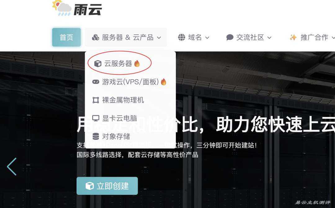 雨云日本VPS购买教程-官网首页入口导航