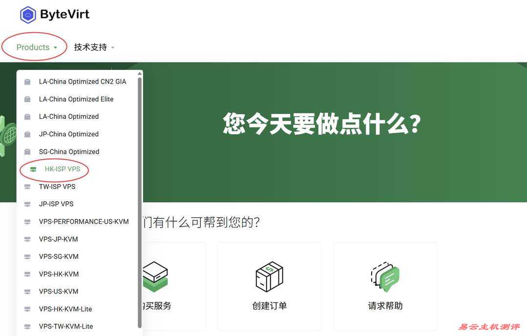 ByteVirt香港家宽VPS购买教程-首页入口