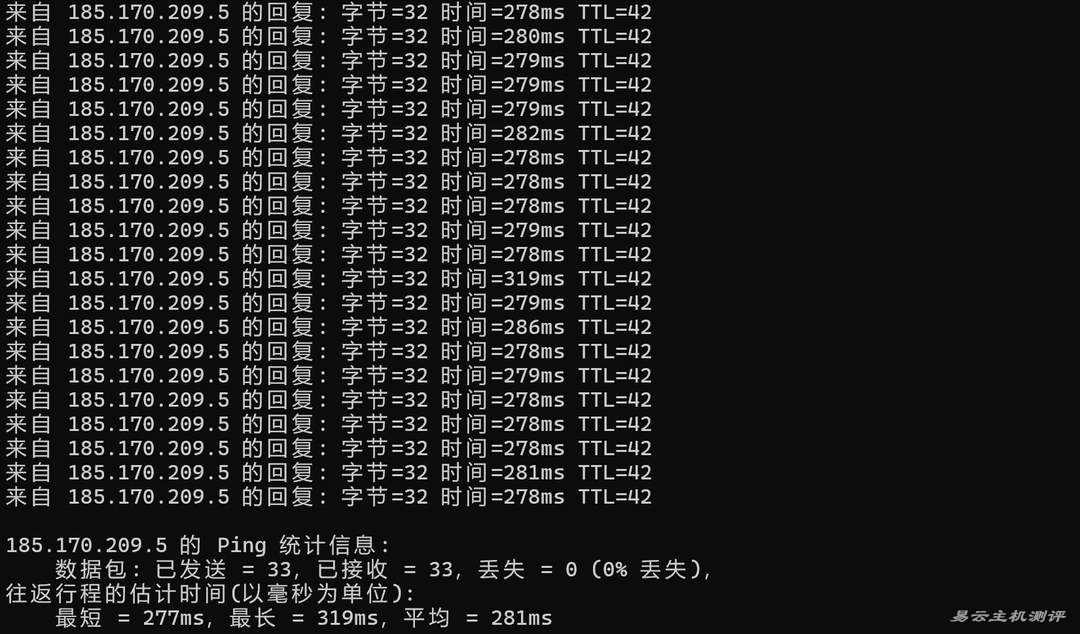 StarryDNS荷兰VPS网络测试-本地Ping平均延迟