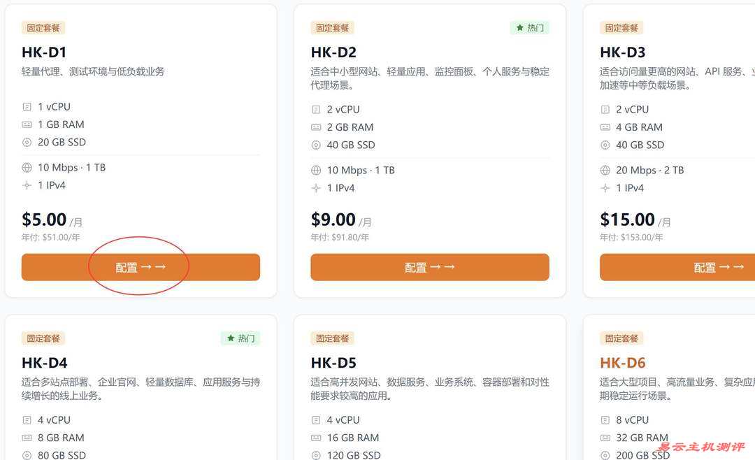 VPS.CAT香港VPS购买教程-套餐选择