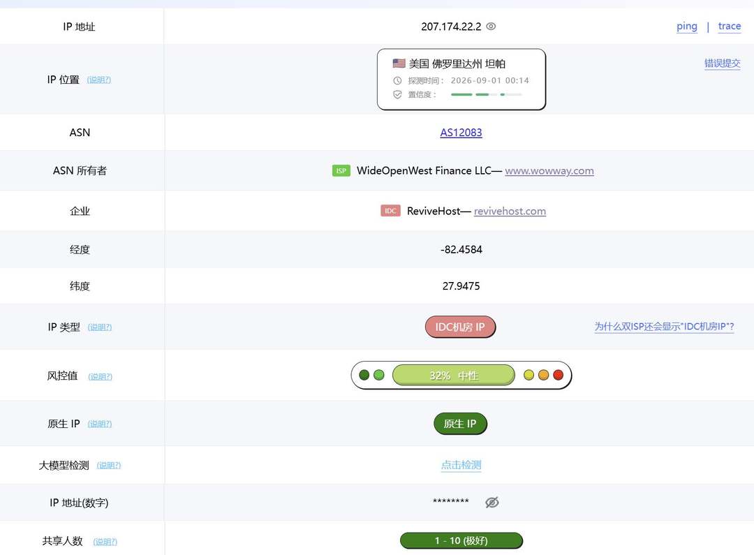LayerOne美国VPS网络测试-IP属性测试