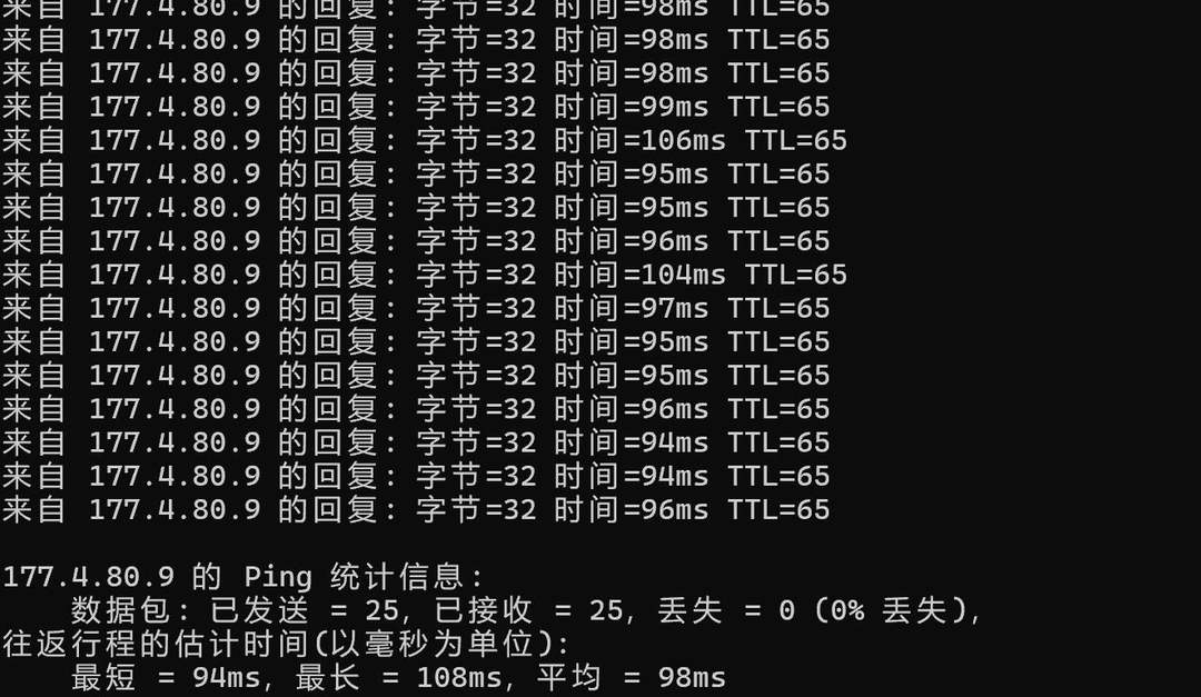 华纳云日本服务器网络测试-本地Ping平均延迟