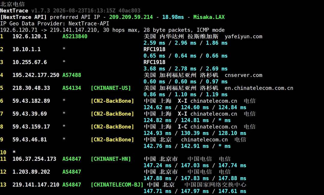 QQG.NET美国VPS网络测试-电信回程路由