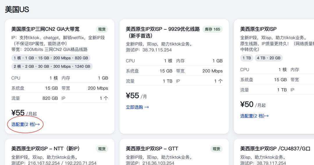 六六云美国VPS购买教程-三网CN2 GIA类型选择