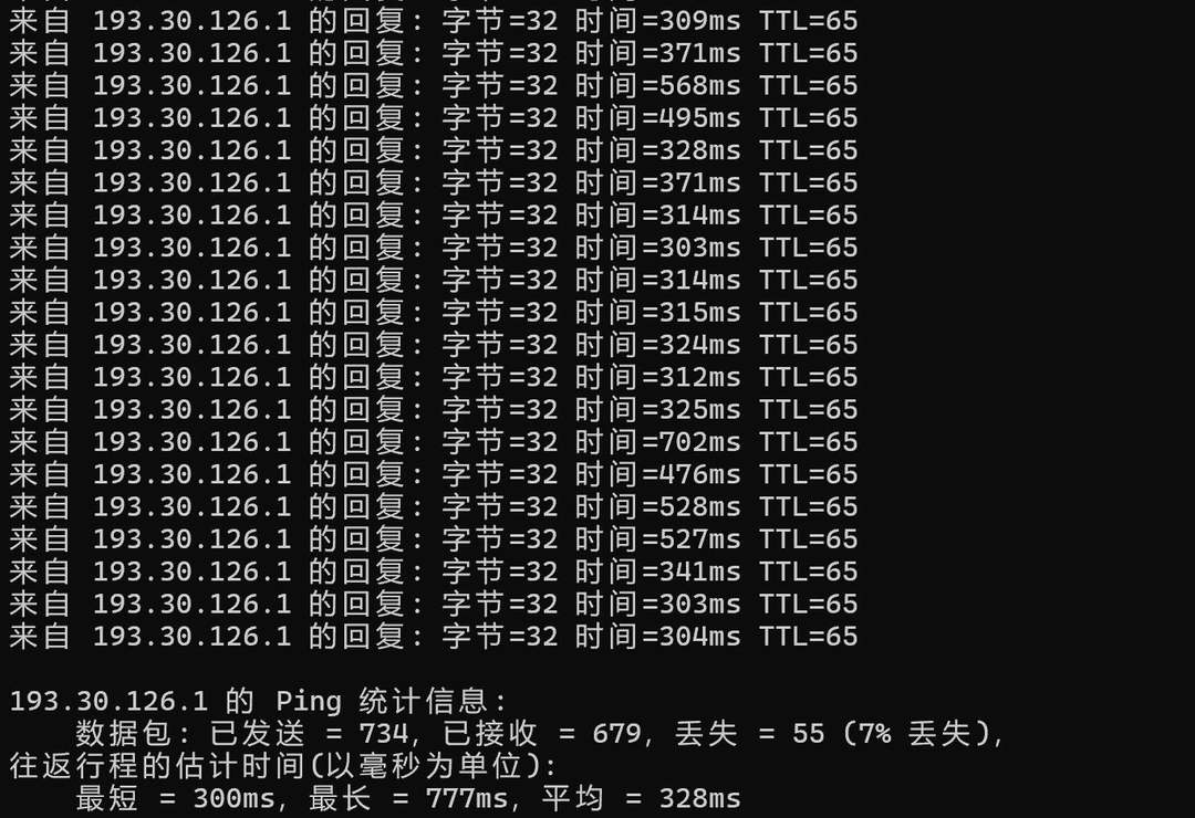 浩捷云法国VPS网络测试-本地Ping平均延迟