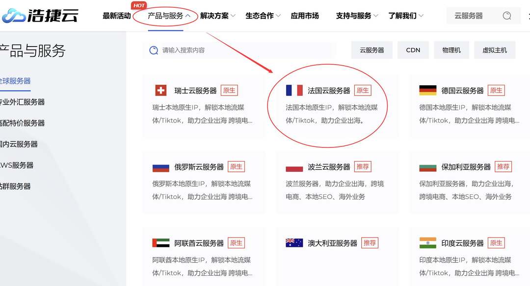 浩捷云法国VPS购买教程-首页入口